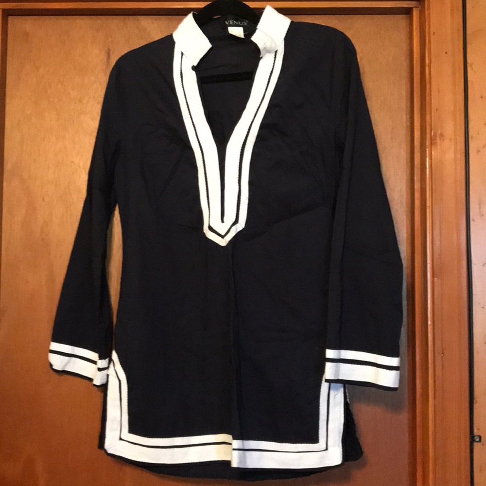 Navy and white tunic